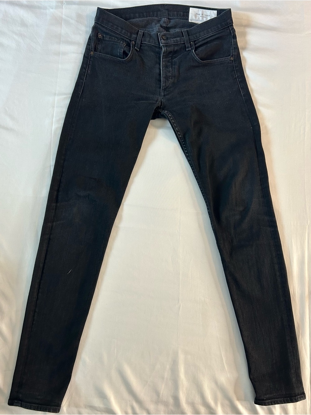 Rag & Bone Fit 1 Extra Slim Jeans Men’s 32 Washed Black Stretch Made in USA